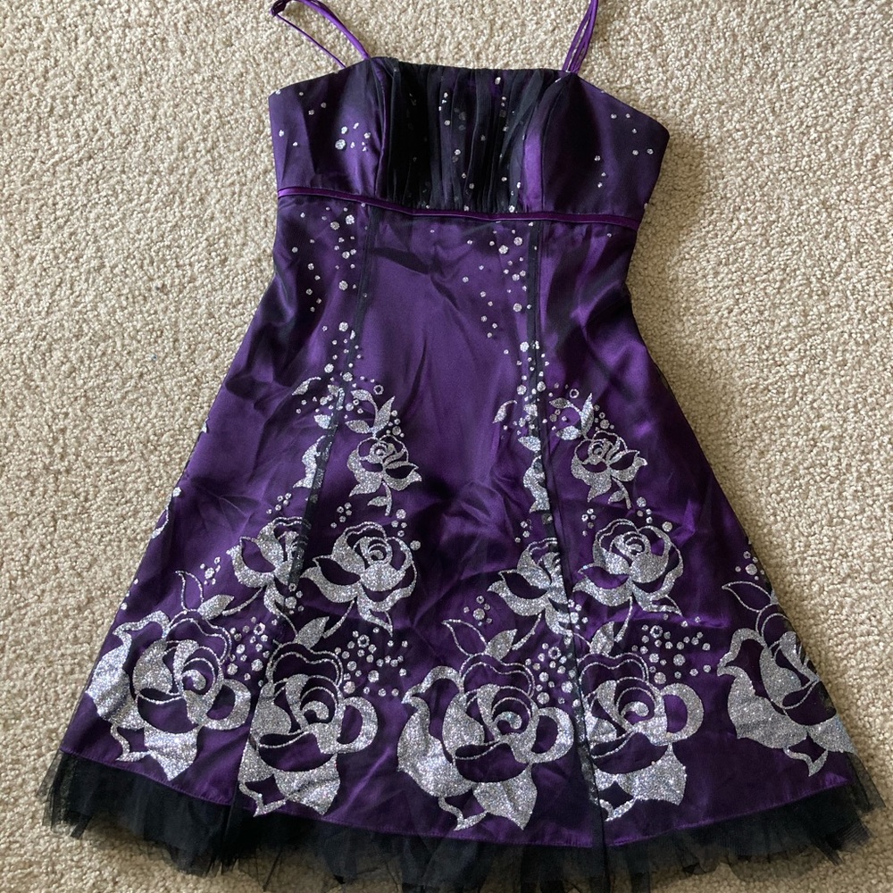 Semi-formal sparkly rose dress.